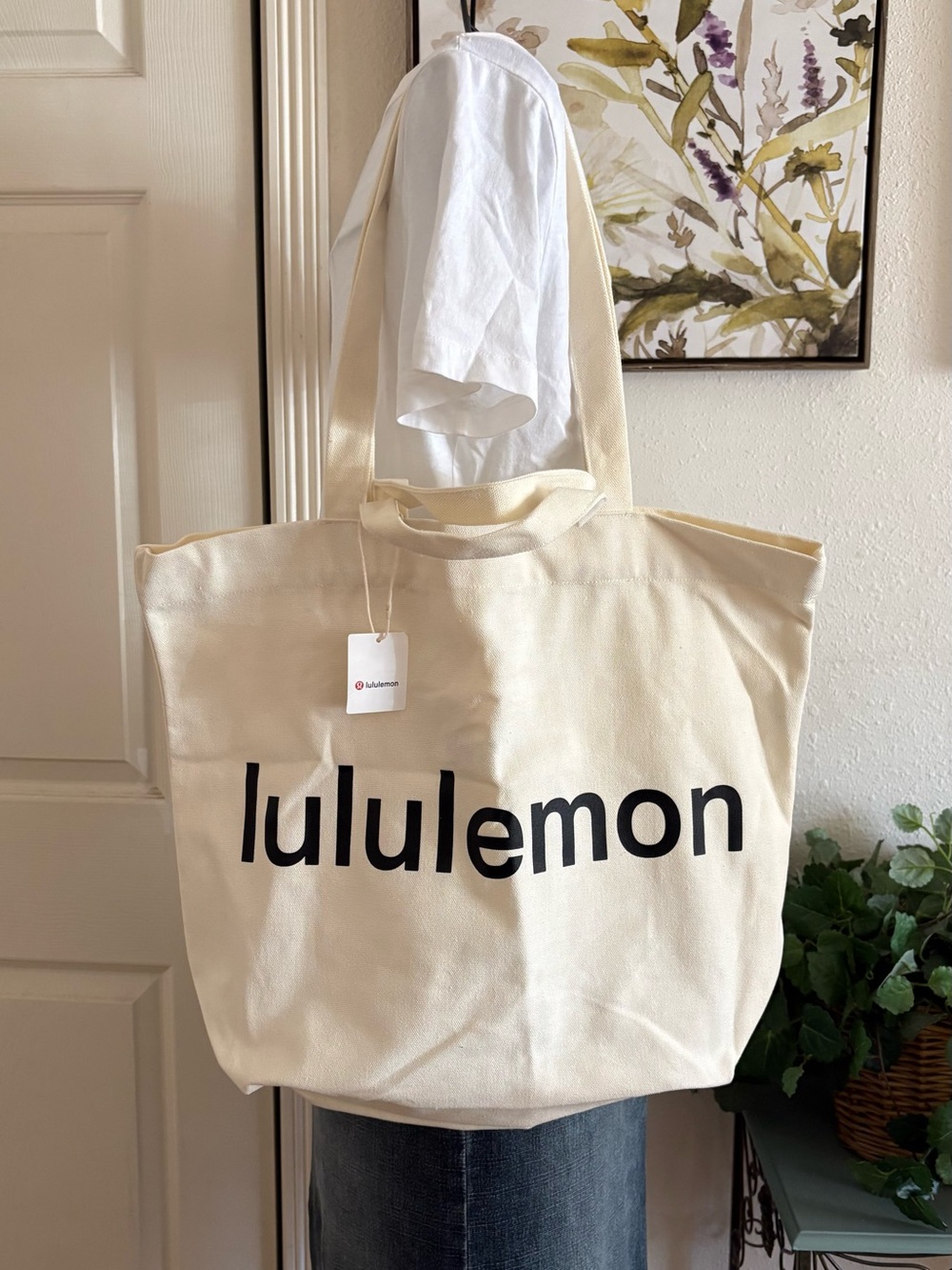 Lululemon Cream Canvas Tote Bag